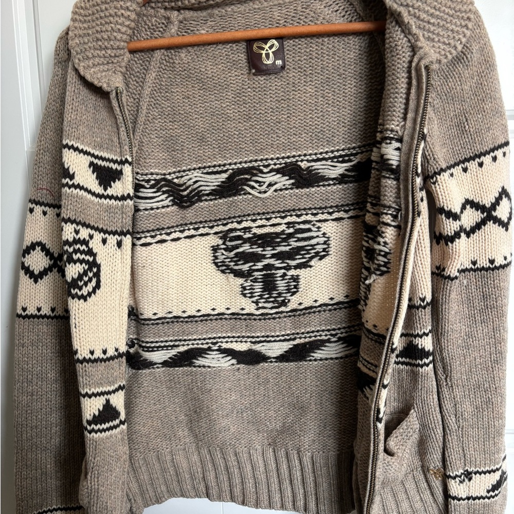 TNA Brown and Cream Patterned Cardigan